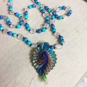 Glass Leaf Pendant Necklace